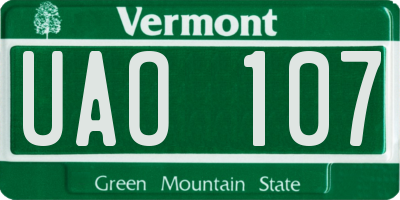 VT license plate UAO107