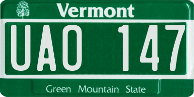 VT license plate UAO147