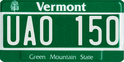 VT license plate UAO150
