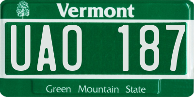 VT license plate UAO187