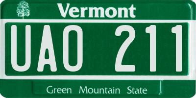 VT license plate UAO211
