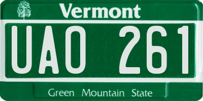 VT license plate UAO261