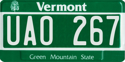 VT license plate UAO267