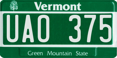 VT license plate UAO375