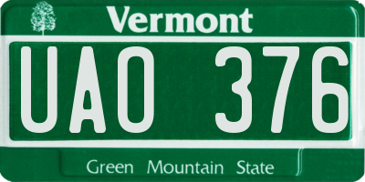 VT license plate UAO376
