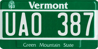 VT license plate UAO387