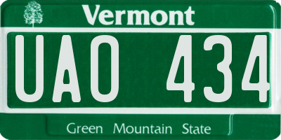VT license plate UAO434