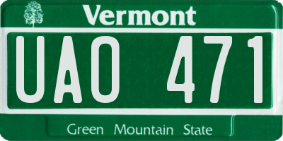 VT license plate UAO471