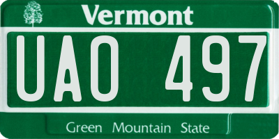 VT license plate UAO497