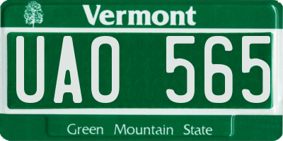 VT license plate UAO565