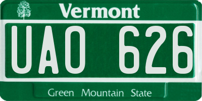 VT license plate UAO626