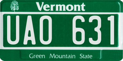 VT license plate UAO631