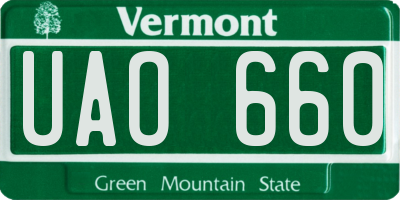 VT license plate UAO660