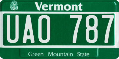 VT license plate UAO787