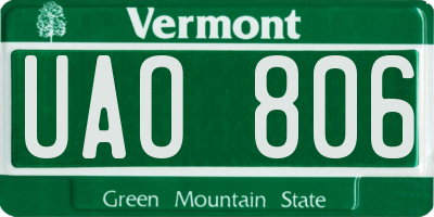 VT license plate UAO806