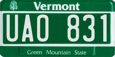 VT license plate UAO831