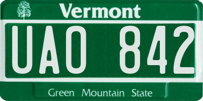 VT license plate UAO842