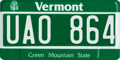 VT license plate UAO864