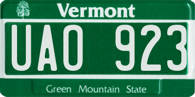 VT license plate UAO923