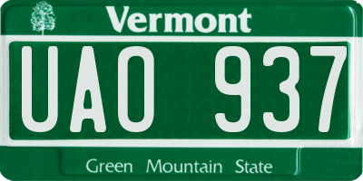VT license plate UAO937