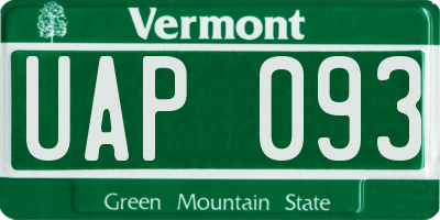 VT license plate UAP093