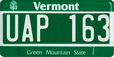 VT license plate UAP163
