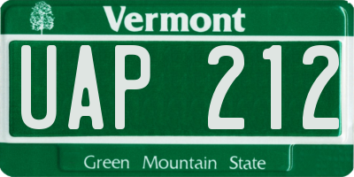 VT license plate UAP212