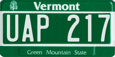 VT license plate UAP217
