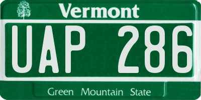 VT license plate UAP286