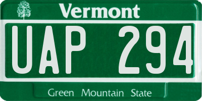 VT license plate UAP294