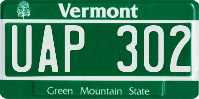 VT license plate UAP302
