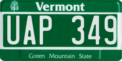 VT license plate UAP349