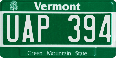 VT license plate UAP394