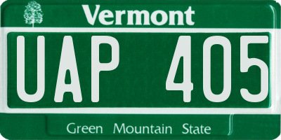 VT license plate UAP405
