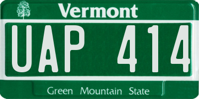 VT license plate UAP414