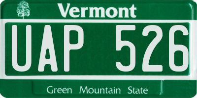VT license plate UAP526