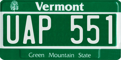 VT license plate UAP551