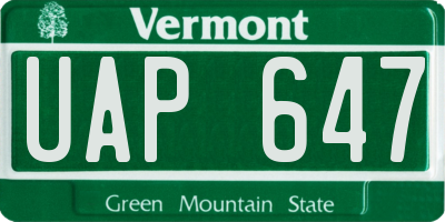 VT license plate UAP647