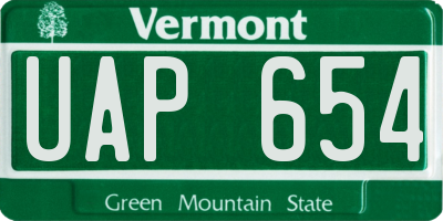 VT license plate UAP654