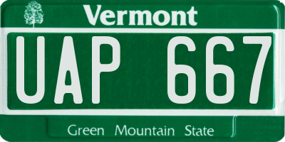VT license plate UAP667