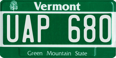 VT license plate UAP680