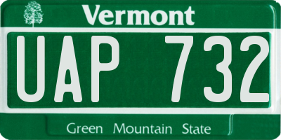 VT license plate UAP732