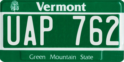 VT license plate UAP762
