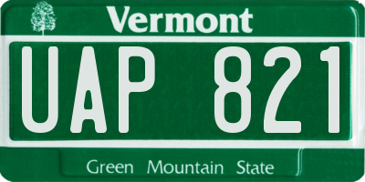 VT license plate UAP821