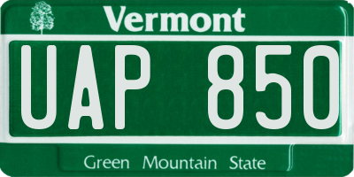 VT license plate UAP850