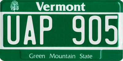 VT license plate UAP905