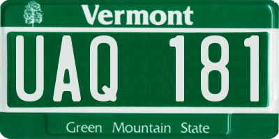 VT license plate UAQ181