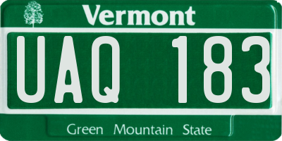 VT license plate UAQ183