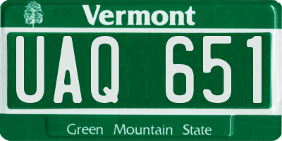 VT license plate UAQ651