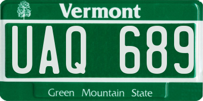 VT license plate UAQ689
